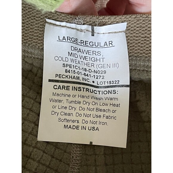 POLARTEC Power Dry Drawers Mid Weight Cold Weather Gen III Olive Large-Reg NWT - Picture 6 of 11